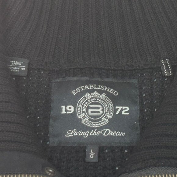 NWT Buffalo David Bitton Black Waffle‎ Knit Sweater W/ Elbow Patches Size Large - Picture 4 of 8